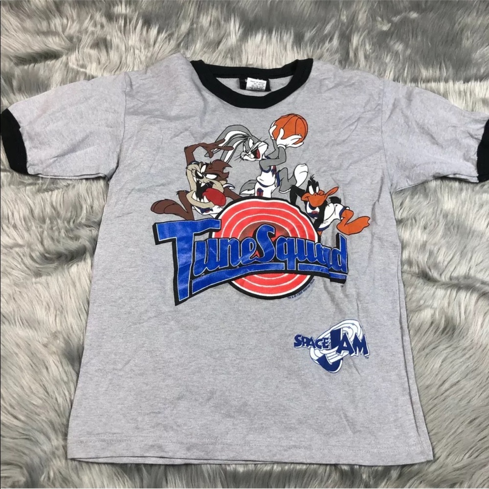 Vintage 1996 Space Jam Gray Youth Large Shirt